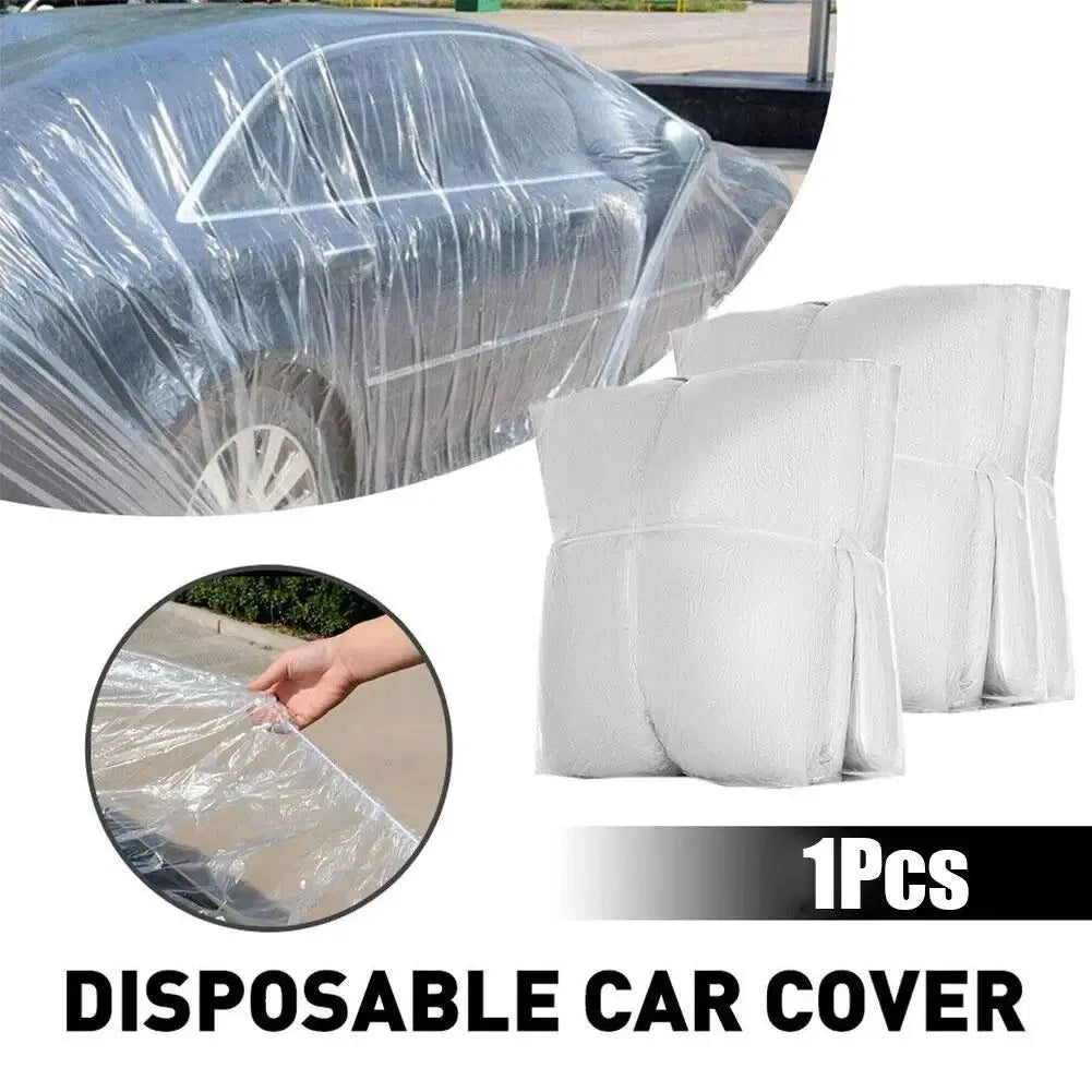 Disposable Transparent Car Cover | Dustproof Rainproof PE Film Protection additional angle