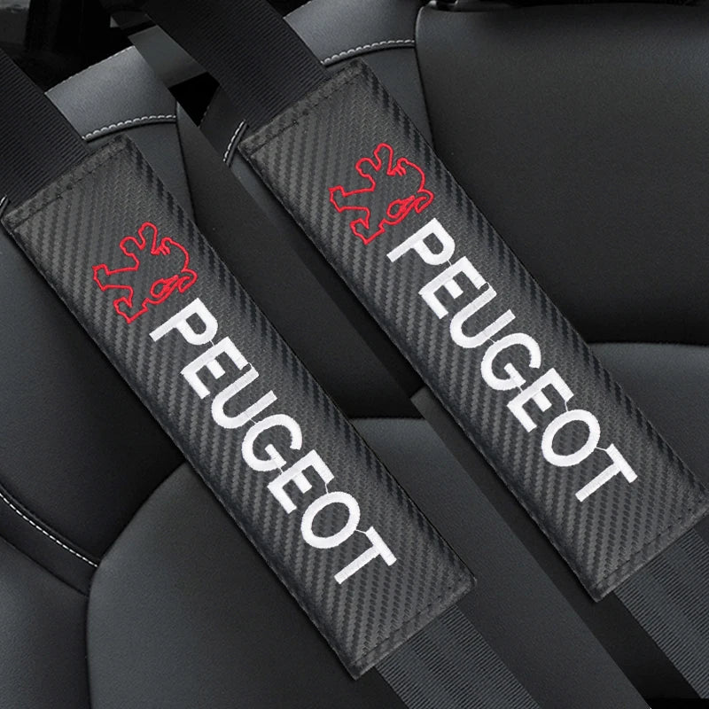 2pcs Carbon fiber Car Seat belt Cover Protective Pad for Peugeot 307 206 207 308 207 lifestyle view