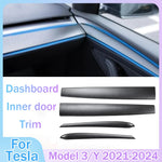 Car Dashboard Cover For Tesla Model 3 Y Door Dash Trim Panel Carbon Fibre ABS Interior Accessories S