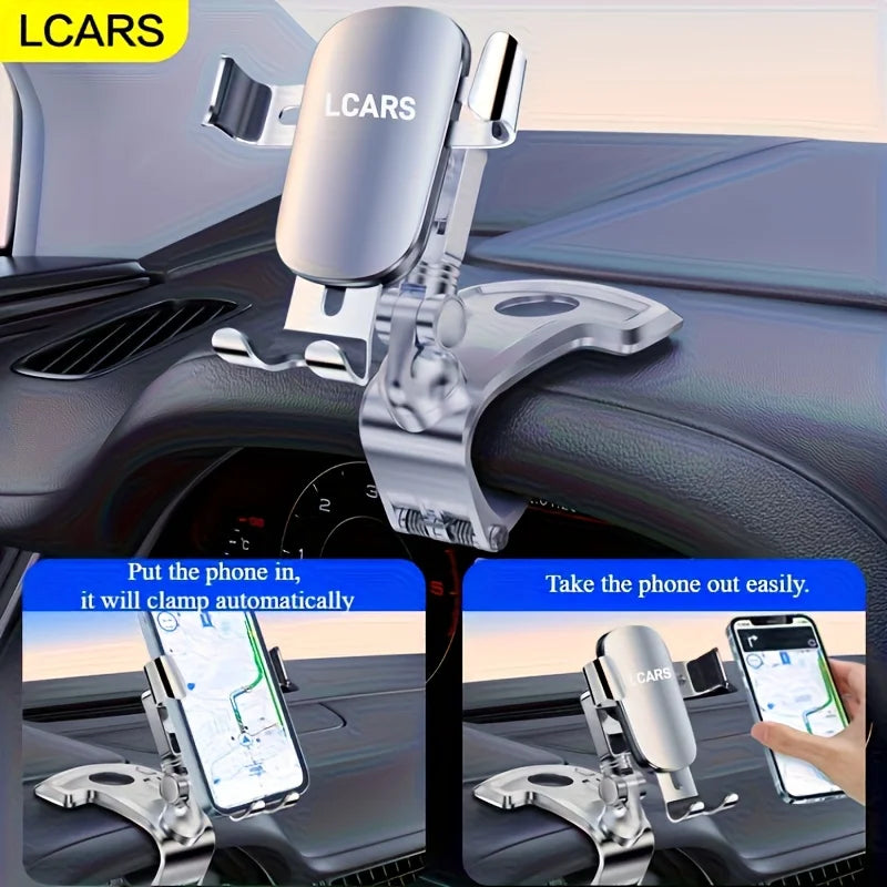 Vehicle Dashboard-Mounted Car Phone Holder, Non-Damaging Installation, Convenient for In-Car Navigation and Entertainment, Adjustable Angle Clip, Silver Phone Holder, Automotive Electronic Accessories.
