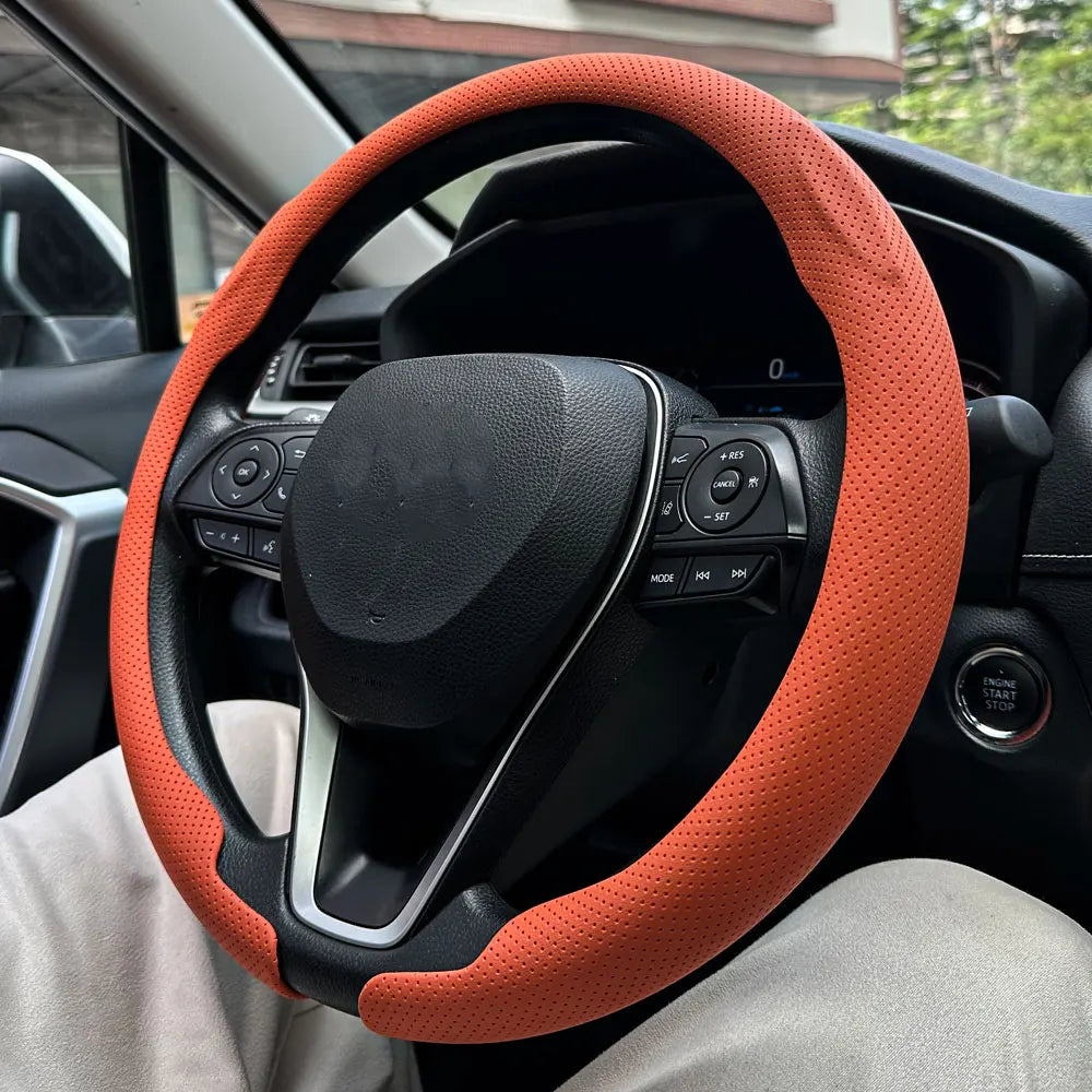 Steering Wheel Cover 36-38cm Universal Non-Slip Leather detail view