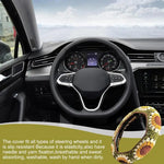 Universal Crochet Sunflower Car Steering Wheel Cover 35-38cm Anti-Slip Auto Handmade Wheel Cover With Seat Belt Cover Set