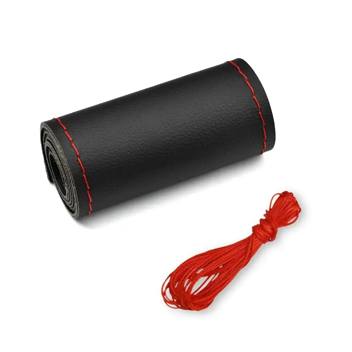Universal Leather Car Steering Wheel Stitch On Wrap Cover Fit for 38cm 14" DIY Sewing close-up view