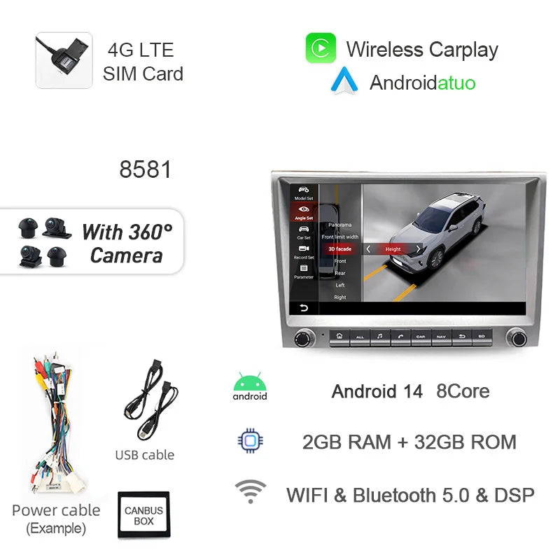 9 Inch Android 14 Car Radio GPS Navigation | For Porsche Cayman 911 987 Boxster 997 2 alternate view