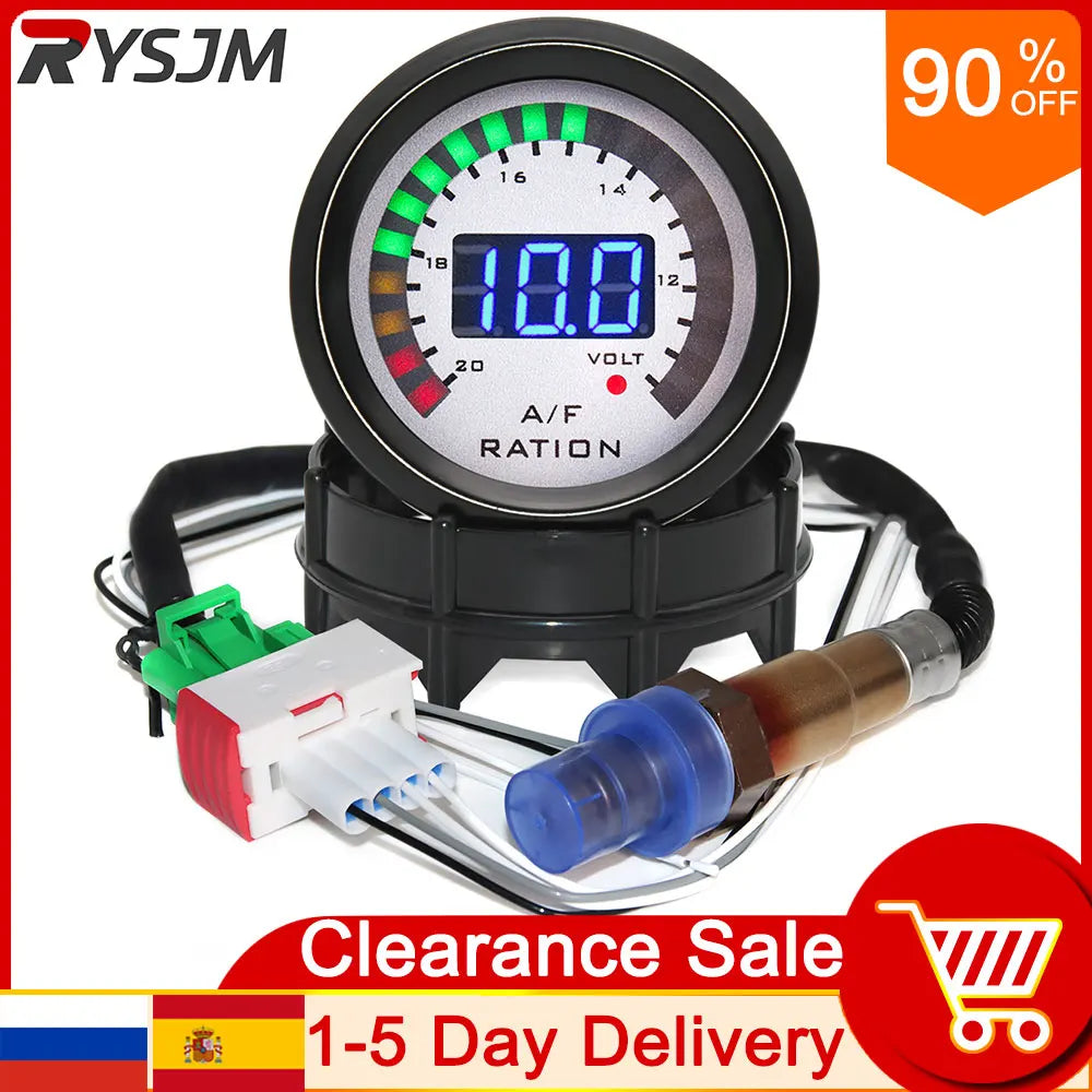 20LED Digital Auto AFR Car Instrument Racing Monitor Air Fuel Ratio Gauge Voltmeter 2in1 Meter O2 Ox