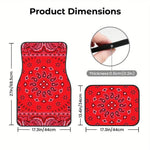 Red Bohemian Paisley Print Car Floor Mats 4Pcs Universal Anti-Slip Auto Carpet Inte additional angle