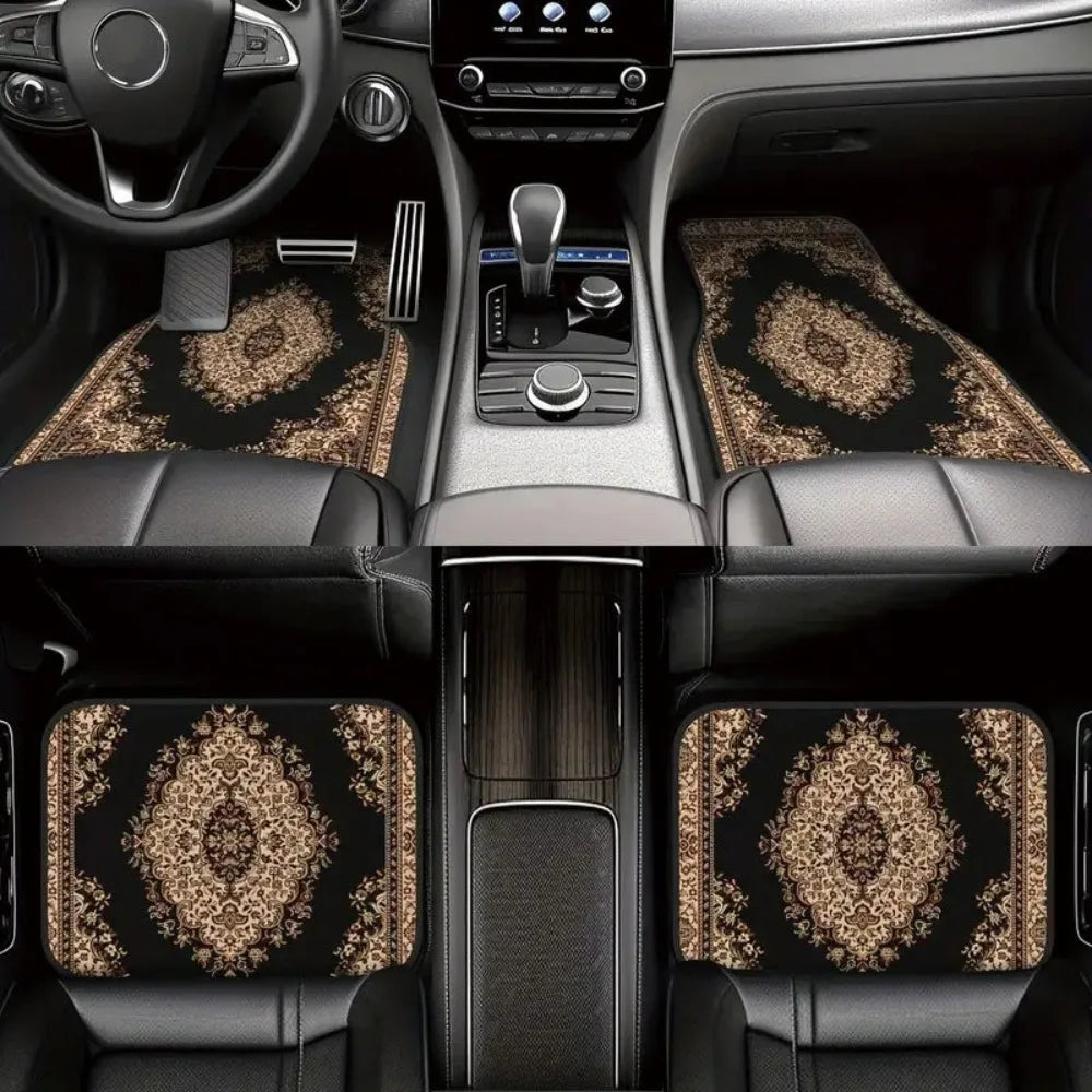 4Pcs Bohemian Car Floor Mats Anti-slip Heavy Duty Persian Carpet Dirty Resistant Car Decoration Car Floor Protector Rugs