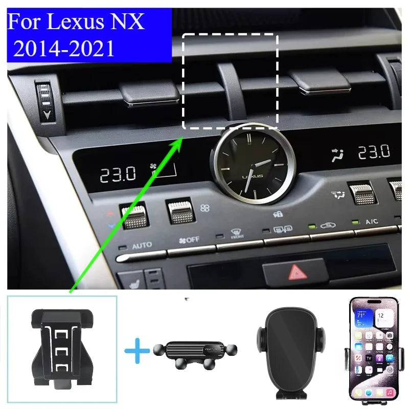 Car Phone Holder Accessories For Lexus NX 200 300 2014-2019 2020 2021 Wireless Charging Bracket Base Gravity Stand Phone Mount