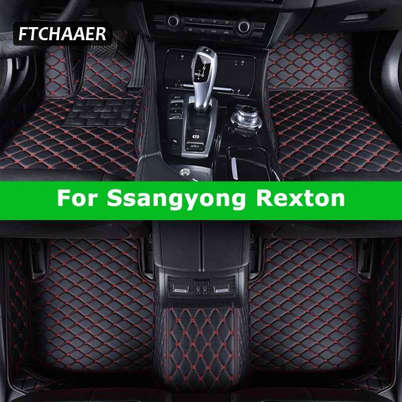 FTCHAAER Custom Car Floor Mats For Ssangyong Rexton Rexton-W Auto Carpets Foot Coche Accessorie