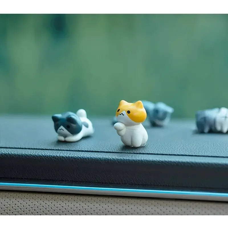 6pcs PVC Cartoon Cat Figurines for Car Dashboard, Plant Pots, and Screen Edge Decor additional angle