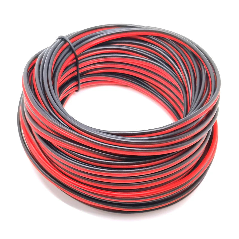 12V Red Black Hookup Wire 2 Pin Automotive Flat Cable LED Extension Wires For Doorbell close-up view
