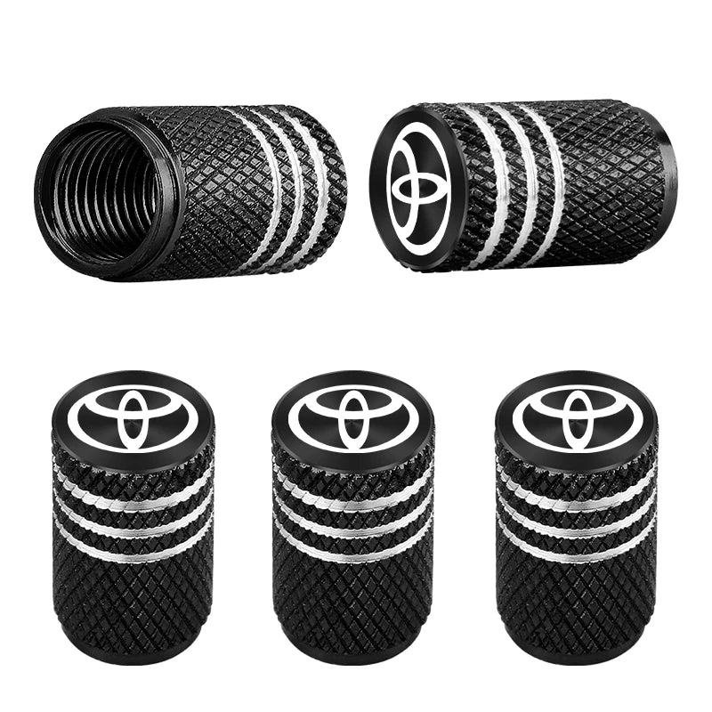 5pcs Metal Tire Valve Caps for Toyota Corolla Rav4 Camry Yaris | Auto Wheel Stem Covers