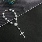 Cross pendant rosary necklace - religious style, stylish accessory for everyday decorati detail view