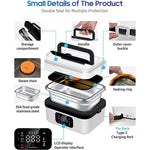 8000mAh Cordless Electric Lunch Box Portable Food Heater for Car Truck Driver 304 Stainless Steel Heated Bento Box for Outdoor Work