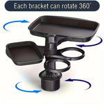 3-in-1 Detachable Car Cup Holder Tray-Expandable Food Table with 360° Rotating Design,Sturdy Base fo