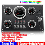 Engine Dash Instrument Panel 5 Gauge Set | 7 Color LED 85mm Tachometer for RV Boat Cus close-up view