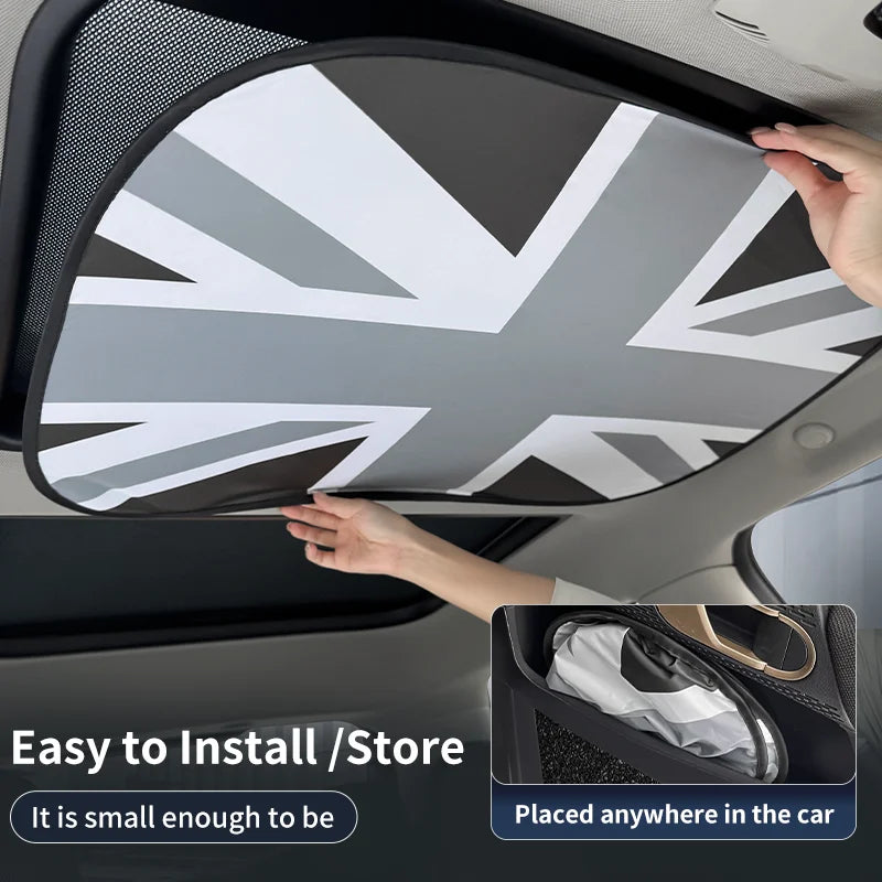 Mini Cooper Sunroof Sunshade Cover | UV Protection Heat Shield Foldable close-up view