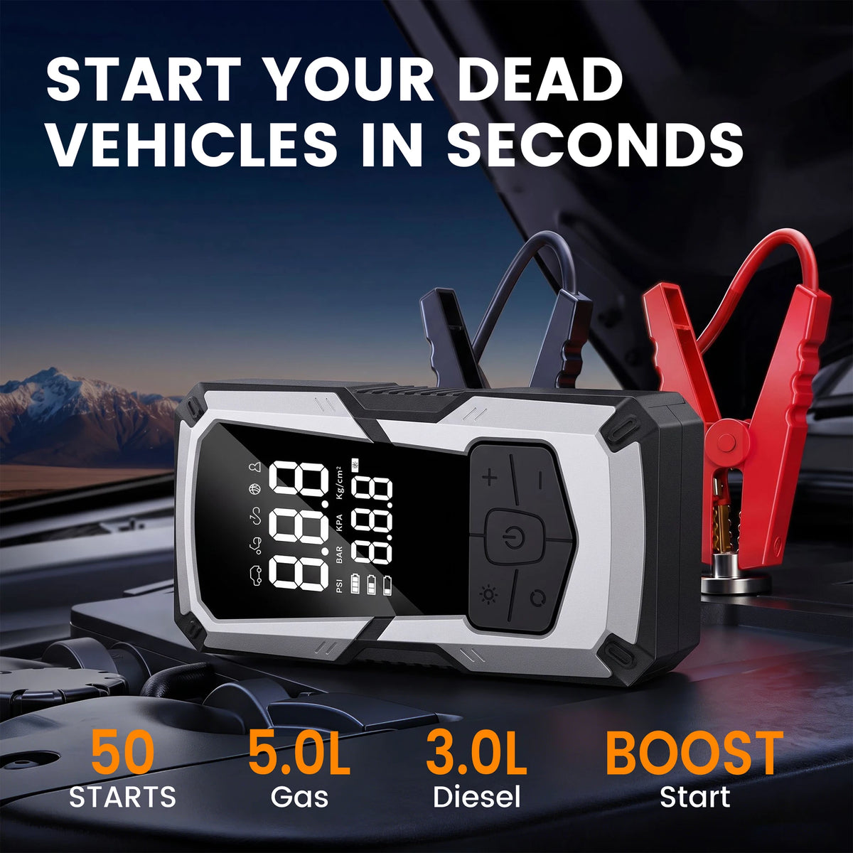 STSCELZ 2-in-1 Car Jump Starter with Air Compressor, 150 PSI Portable Battery Booster, Digital Tire Inflator for 12V Cars