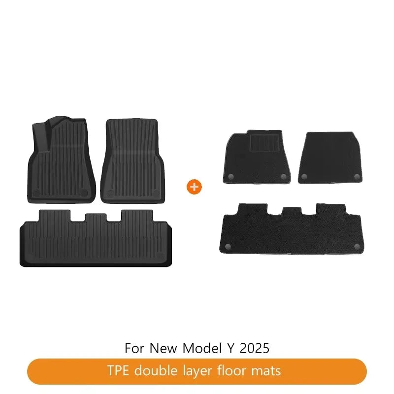 Tesla Model Y Juniper 2025 Floor Mats | Double Layer TPE, Waterproof, Non-Slip, Trunk Li detail view