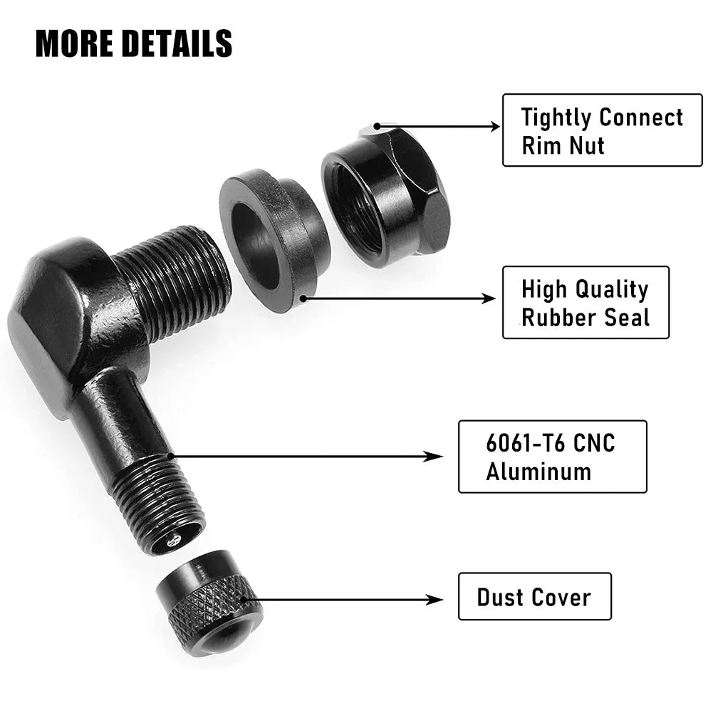 Motorcycle Tire Valve Stems | 90 Degree CNC Aluminum Alloy Rim Valve additional angle