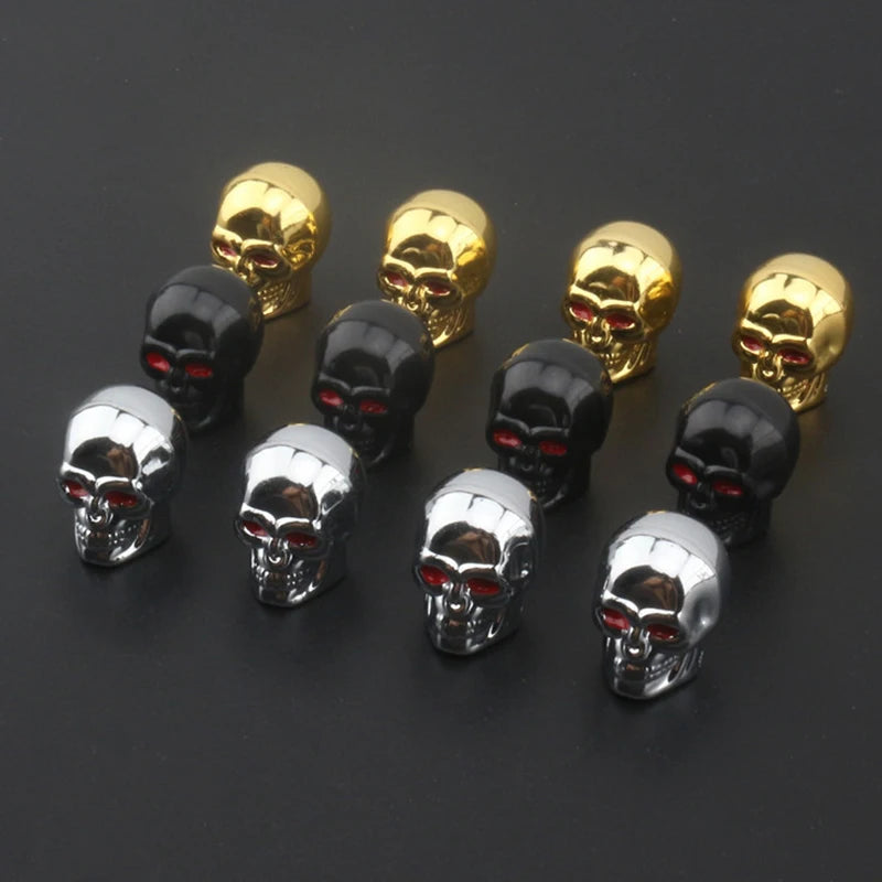 4Pcs Skull Valve Caps ABS Car Wheel Plugs | Tire Valve Covers for Cars Motorcycles