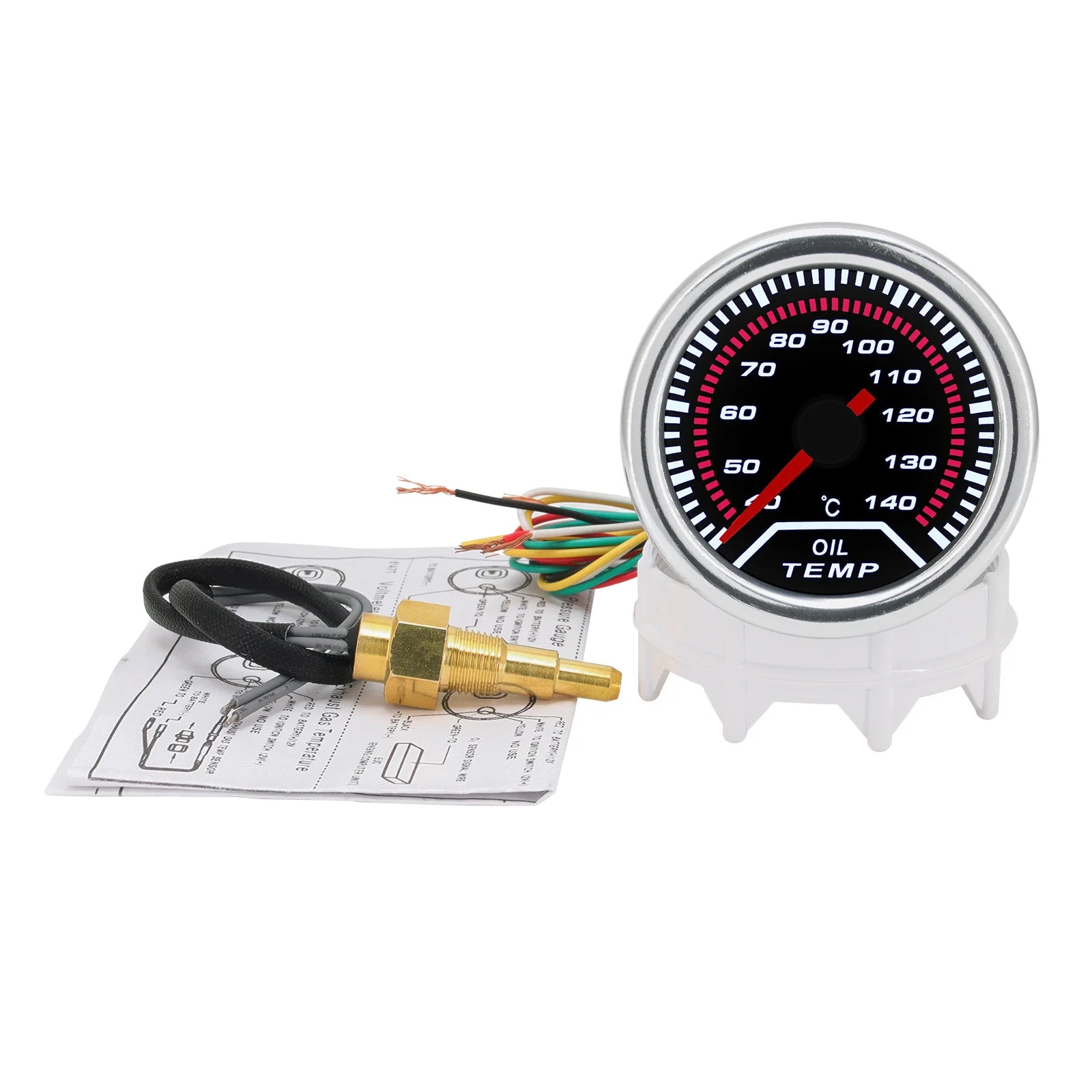 52mm 12V Car Gauge Set | Water Temp Oil Temp Oil Press Voltmeter Tachometer RPM Air additional angle