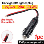 Copper Wire High-power 16AWG 12V 24V Auto 20A Car Cigarette Lighter LED Socket Plug Connector Adapte