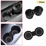 Tesla Cup Holder Insert & Armrest Box Organizer – TPE Center Console Protector for Model Y, Model 3