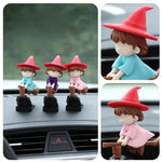 3D Drift Broomstick Car Dashboard Ornament Funny Witch Wizard Flying Figurine Auto Interior Decoration Accessories