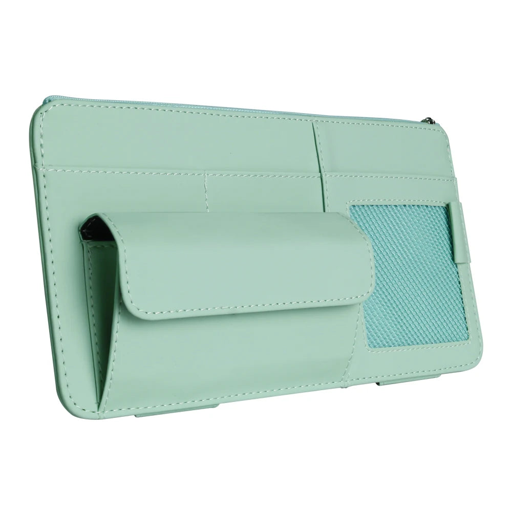 Car Sun Visor Organizer with Glasses Holder, Card & Pen Pockets