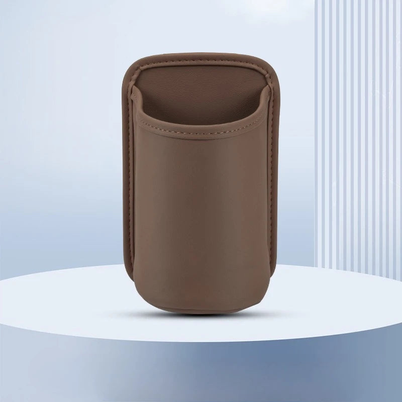 Faux Leather Car Cup Holder | Vehicle Water Cup Clip and Multifunctional Storage Bo additional angle