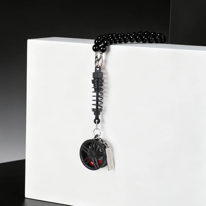 metal Car Mirror Rearview Pendant Auto Interior Decor Pendants Aluminum Wheel With Sh alternate view