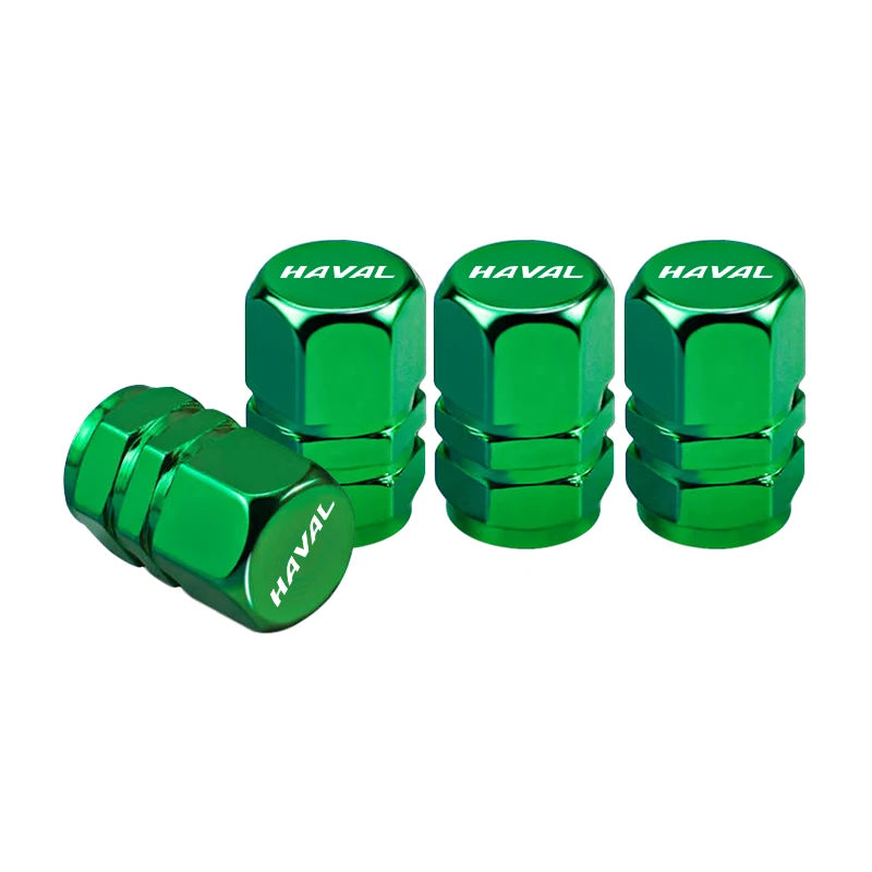 4Pcs 3D Metal Car Tire Valve Caps for Haval Models | Dust Proof Tire Valve Stem Covers close-up view