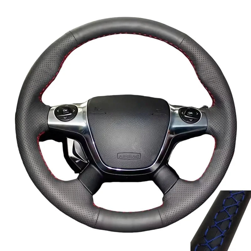 Car Steering Wheel Cover Perforated Microfiber Leather For Ford KUGA Escape 2013-2016 close-up view