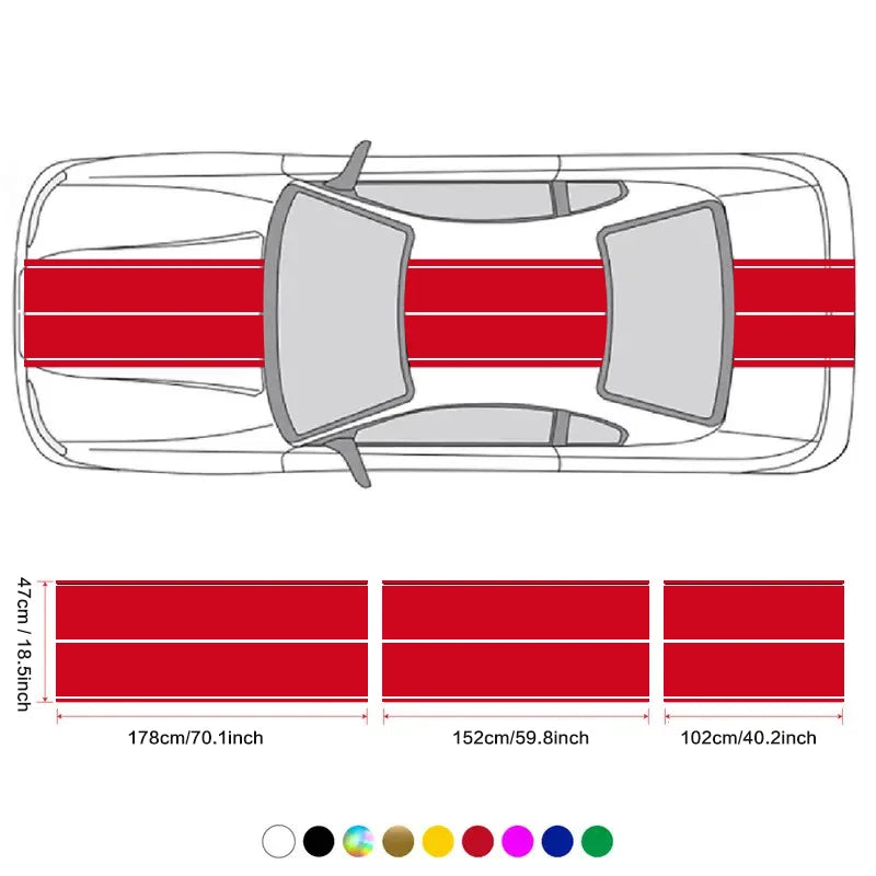 Car Stickers 6pcs Kit | Full Body Vinyl Decals Racing Stripe Design for Roof Hood Door E detail view