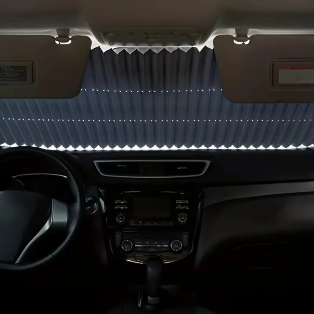 Aluminum Retractable Car Sunshade Curtain, Black lifestyle view