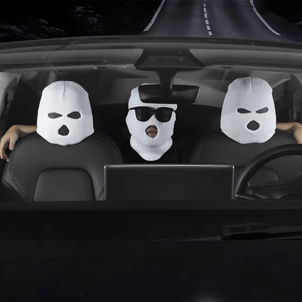 Universal Car Headrest Cover Car Seat Face Mask Ski Mask Halloween Christmas Funny additional angle