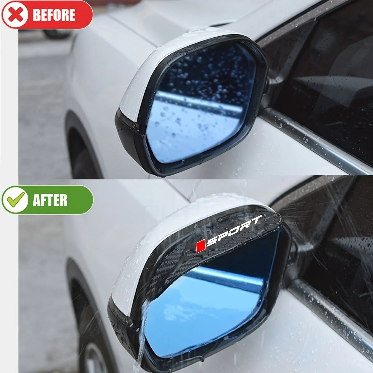 2-piece car rearview mirror rain eyebrow carbon fiber mirror rain and snow barrier sun visor suitable for Audi, BMW, Mercedes