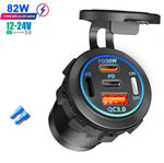 New Car USB Charger PD3.0 & QC3.0 Fast Charging Socket with Voltmeter On/Off Switch 12 close-up view