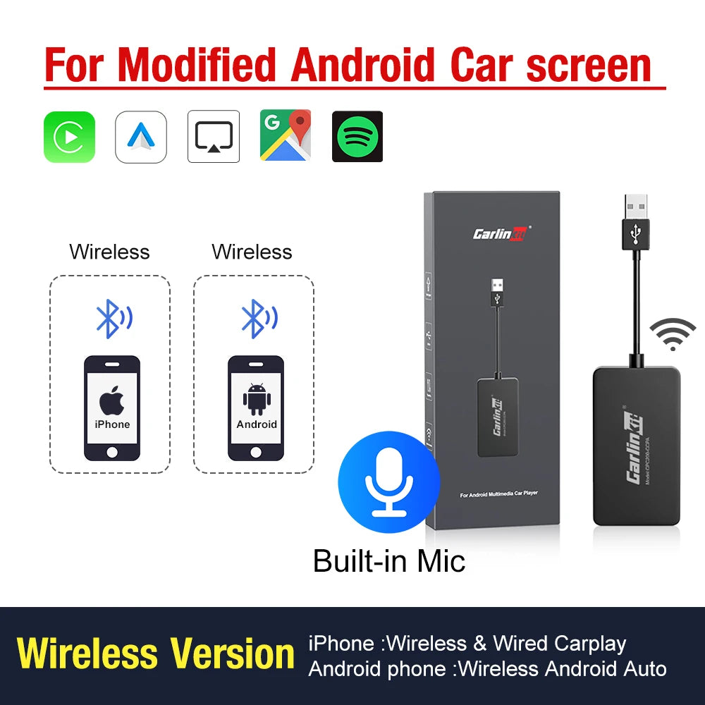 CarlinKit Wred & Wireless Android Auto & CarPlay Dongle Car USB Adapter For Aftermark alternate view