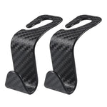 4Pcs Carbon Fibre Hook Car Seat Headrest Hook Auto Back Seat Organizer Hanger Handbag close-up view