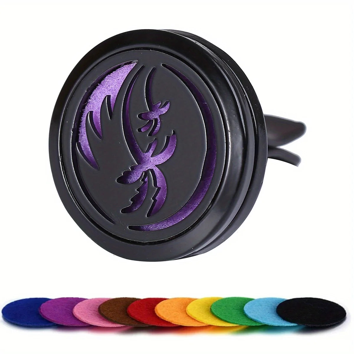 Car Air Vent Diffuser Clip | Stainless Steel Car Freshener Holder with 10 Refill Pads close-up view