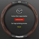 Mazda Carbon Fiber & Leather Steering Wheel Cover | Premium Interior Upgrade close-up view