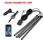 72/48/36 LED RGB Car Foot Ambient Light with USB Cigarette Automotive Interior Lights St detail view