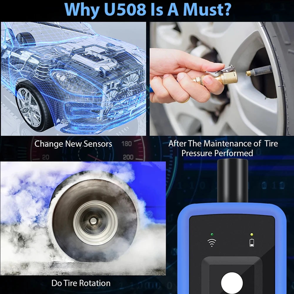 Car Tire Pressure Monitor Sensor System Relearn Tool 315MHz or 433MHz Universal U508 Aut detail view