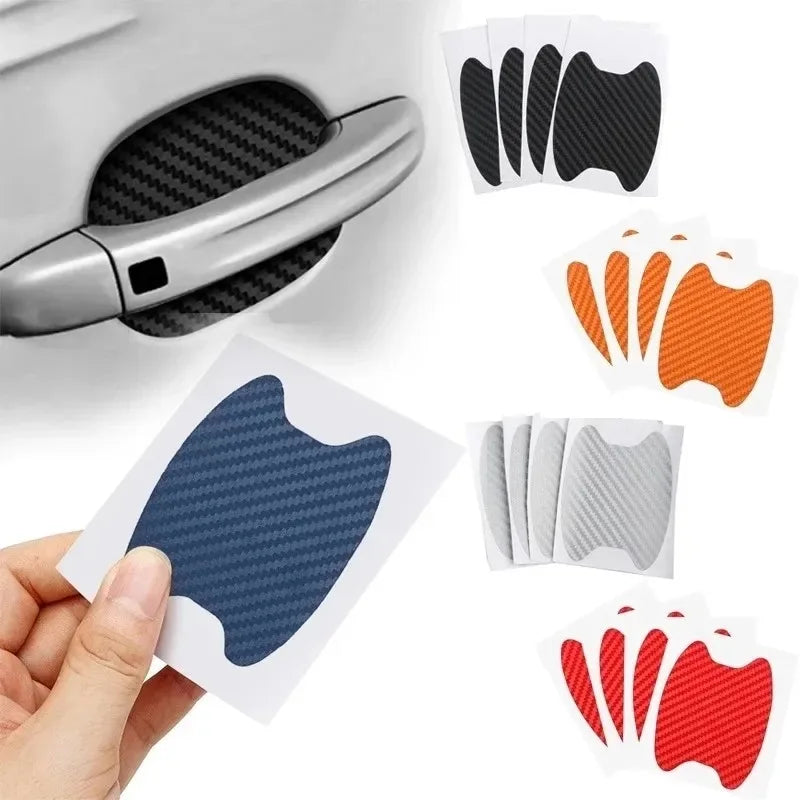 4 Pieces of Car Door Handle Protective Film, Carbon Fiber Stickers, Scratch Resistant alternate view