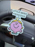 Little Miss Princess Pink Cartoon Crown Hanging Car Air Freshener, Plant-Based Natural Extract Scent Aroma Card, Multi-Use Scent