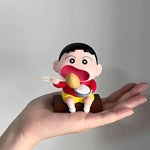 Crayon Shin-chan 2026 New Style Creative Cartoon Figurine Eating Potato And White Dog Car Dashboard Ornament Interior Decoration