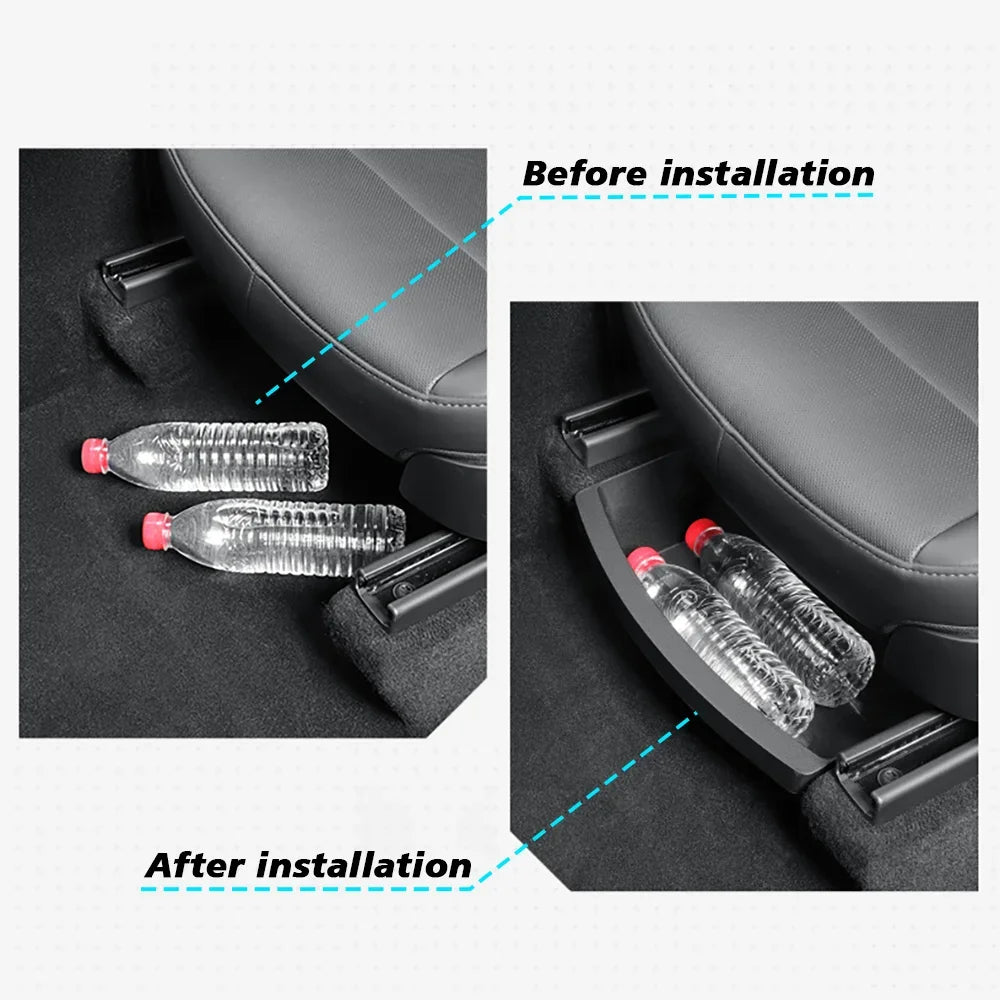 Tesla Model Y & Juniper Under Seat Hidden Storage Box | Washable TPE Drawer lifestyle view