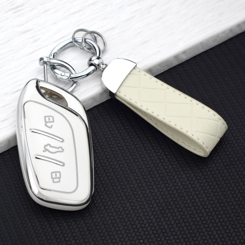 Soft TPU Car Key Case Cover Fob For MG ZS EV MG4 HS EHS MG5 MG6 MG3 MG7 GT ZX For Roew close-up view
